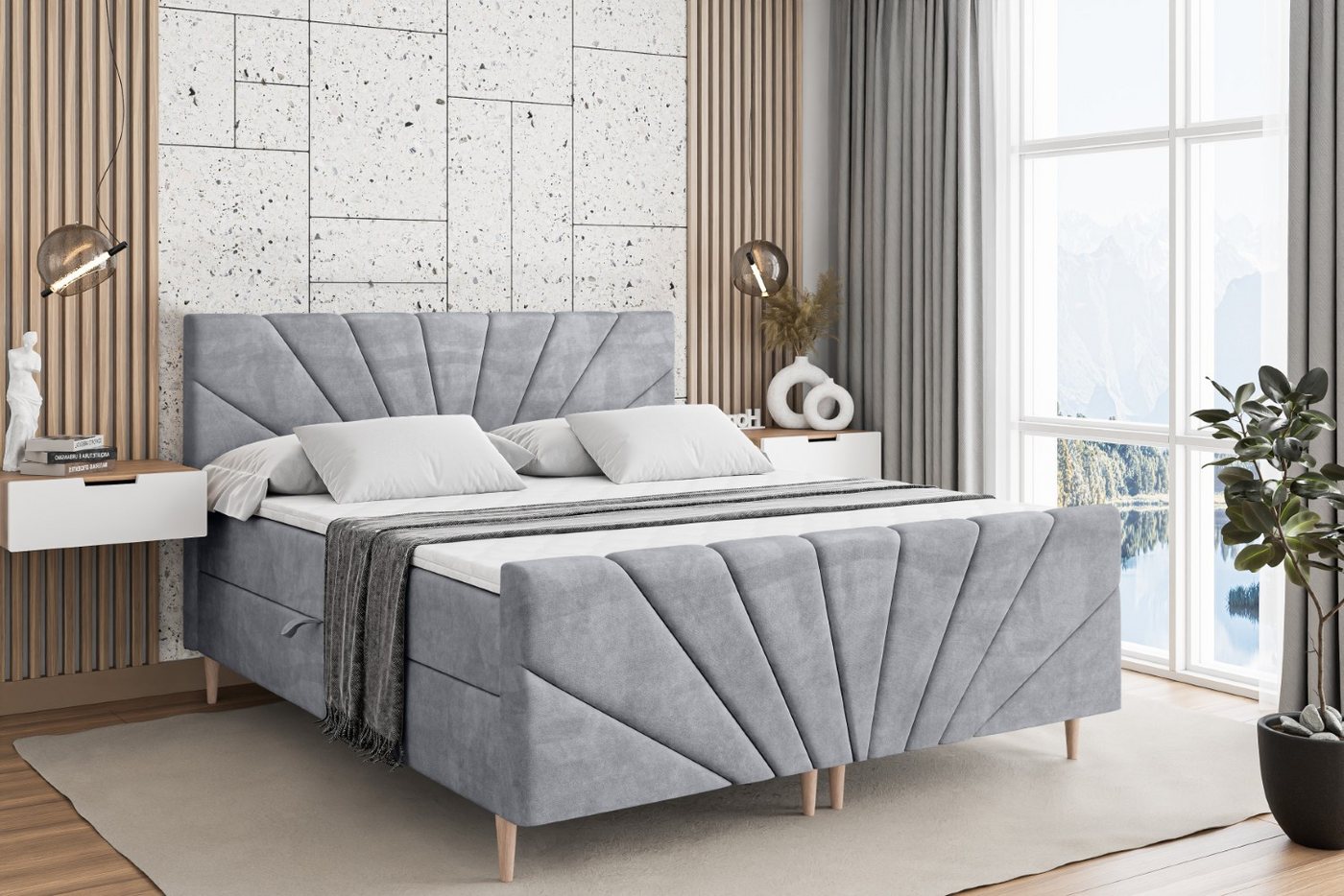 ALTDECOR Boxbett MILTIO-F-Z (Multipocket-Matratze H4, H3 Matratze Bonellfederung, Topper, Kopfteil) von ALTDECOR