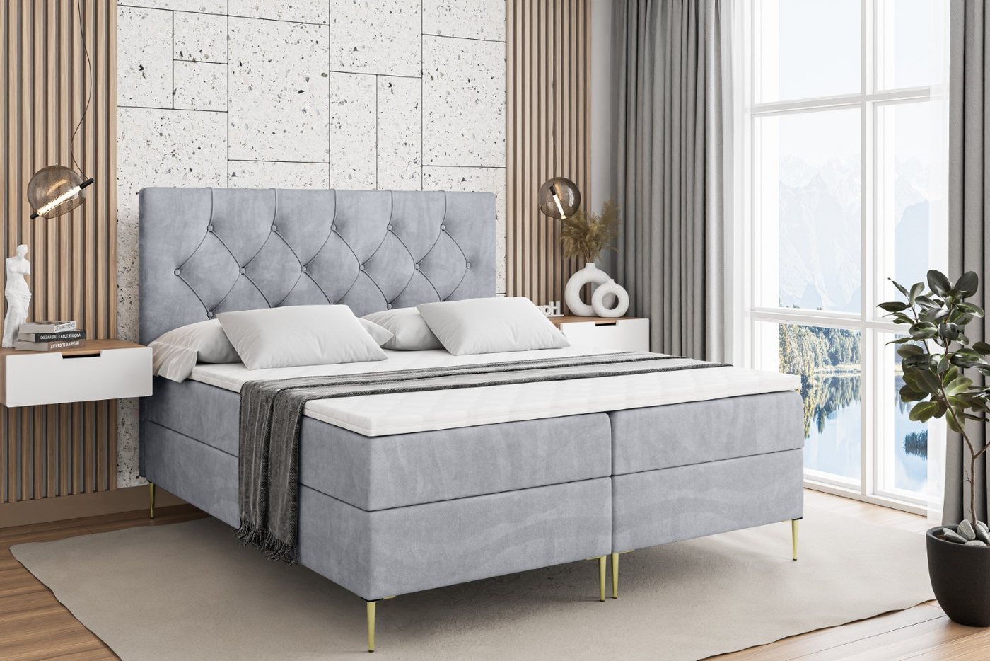 ALTDECOR Boxbett MIRAGE-F (Multipocket-Matratze H4, H3 Matratze Bonellfederung, Topper, Kopfteil) von ALTDECOR