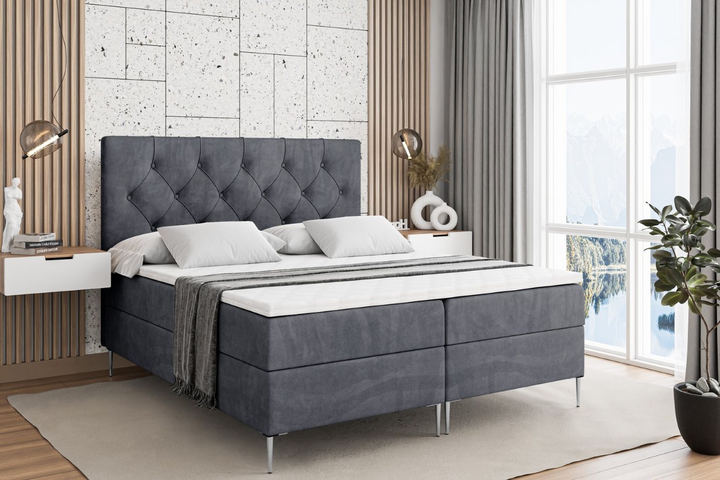 ALTDECOR Boxbett MIRAGE-F (Multipocket-Matratze H4, H3 Matratze Bonellfederung, Topper, Kopfteil) von ALTDECOR