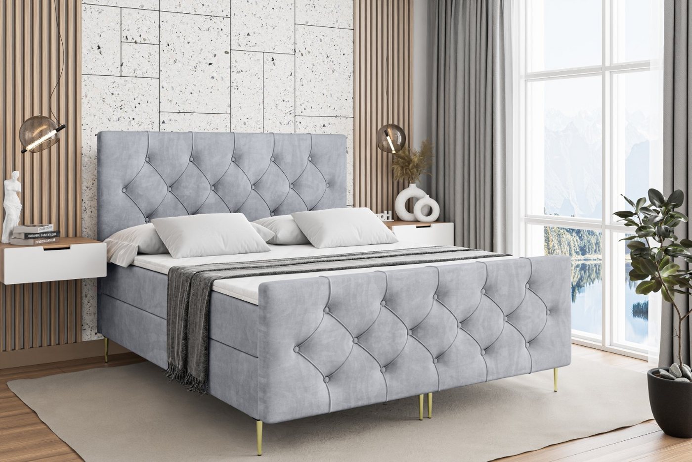 ALTDECOR Boxbett MIRAGE-F-Z (Multipocket-Matratze H4, H3 Matratze Bonellfederung, Topper, Kopfteil) von ALTDECOR