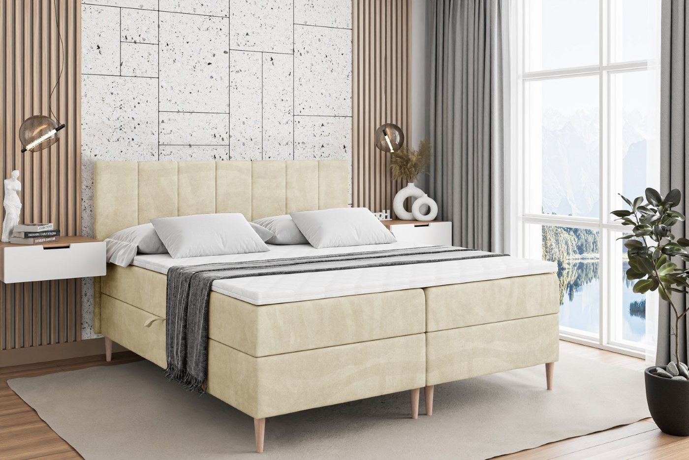 ALTDECOR Boxbett MOETI-F (Multipocket-Matratze H4, H3 Matratze Bonellfederung, Topper, Kopfteil) von ALTDECOR