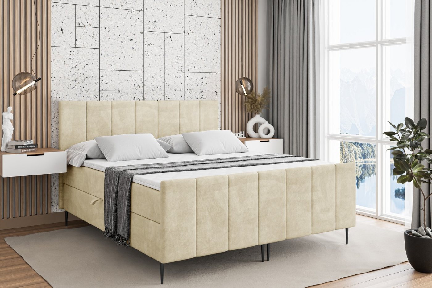 ALTDECOR Boxbett MOETI-F-Z (Multipocket-Matratze H4, H3 Matratze Bonellfederung, Topper, Kopfteil) von ALTDECOR