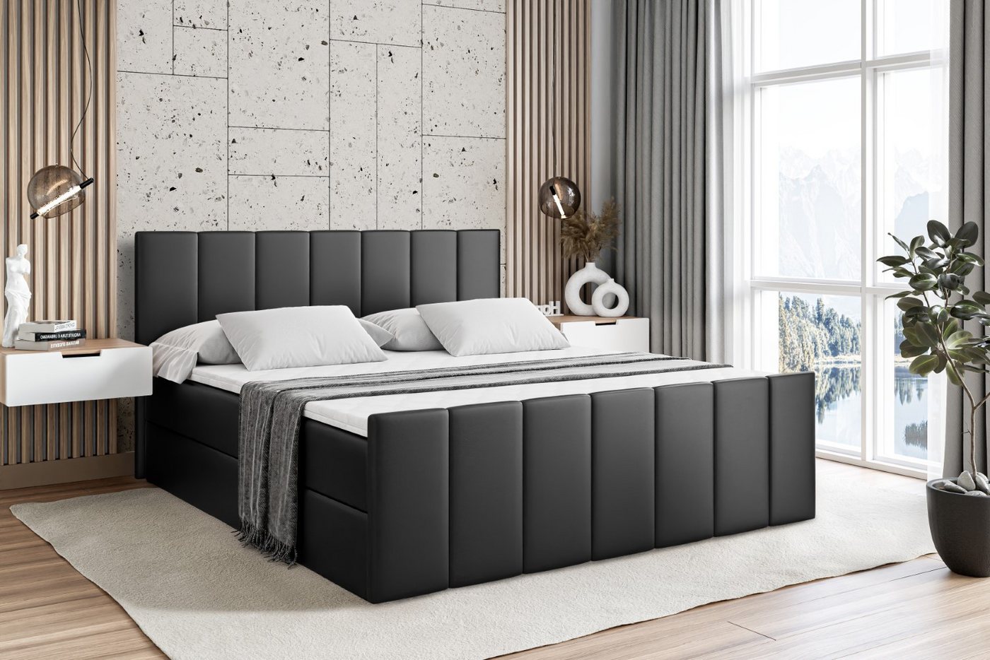 ALTDECOR Boxbett MOETI-Z (Multipocket-Matratze H4, H3 Matratze Bonellfederung, Topper, Kopfteil), Doppelbett mit Fußteil von ALTDECOR