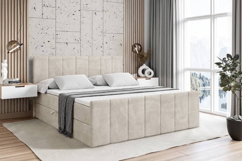 ALTDECOR Boxbett MOETI-Z (Multipocket-Matratze H4, H3 Matratze Bonellfederung, Topper, Kopfteil), Doppelbett mit Fußteil von ALTDECOR