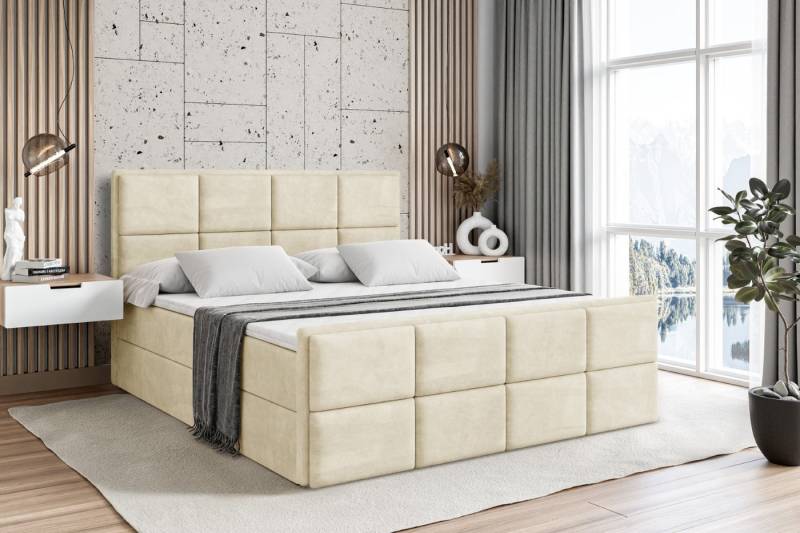 ALTDECOR Boxbett NOVA-Z (Multipocket-Matratze H4, H3 Matratze Bonellfederung, Topper, Kopfteil), Doppelbett mit Fußteil von ALTDECOR
