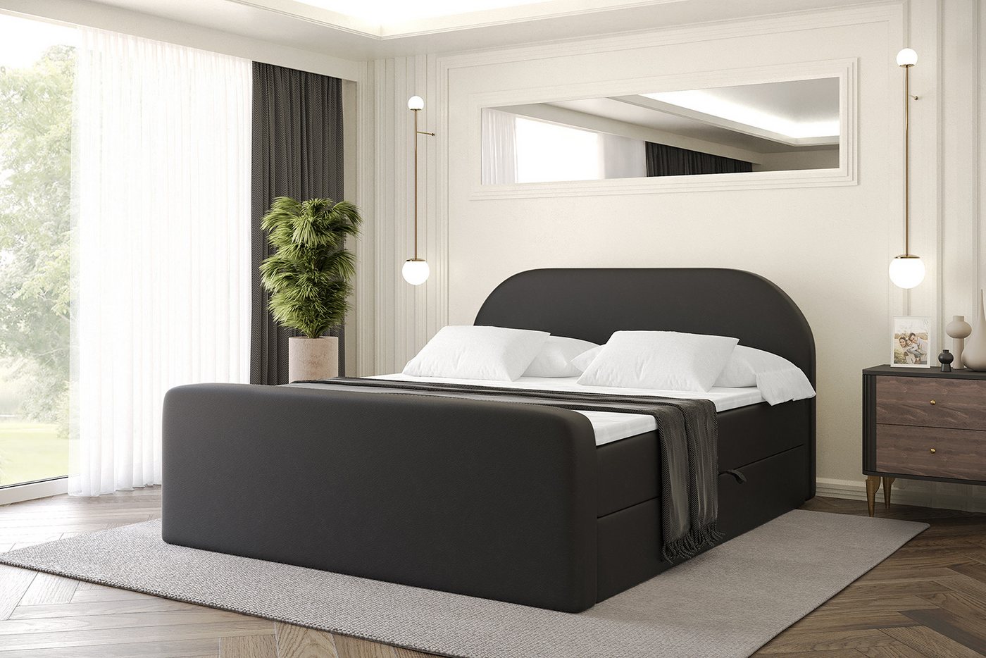 ALTDECOR Boxbett NOX-Z (Multipocket-Matratze H4, H3 Matratze Bonellfederung, Topper, Kopfteil), Doppelbett mit Fußteil von ALTDECOR