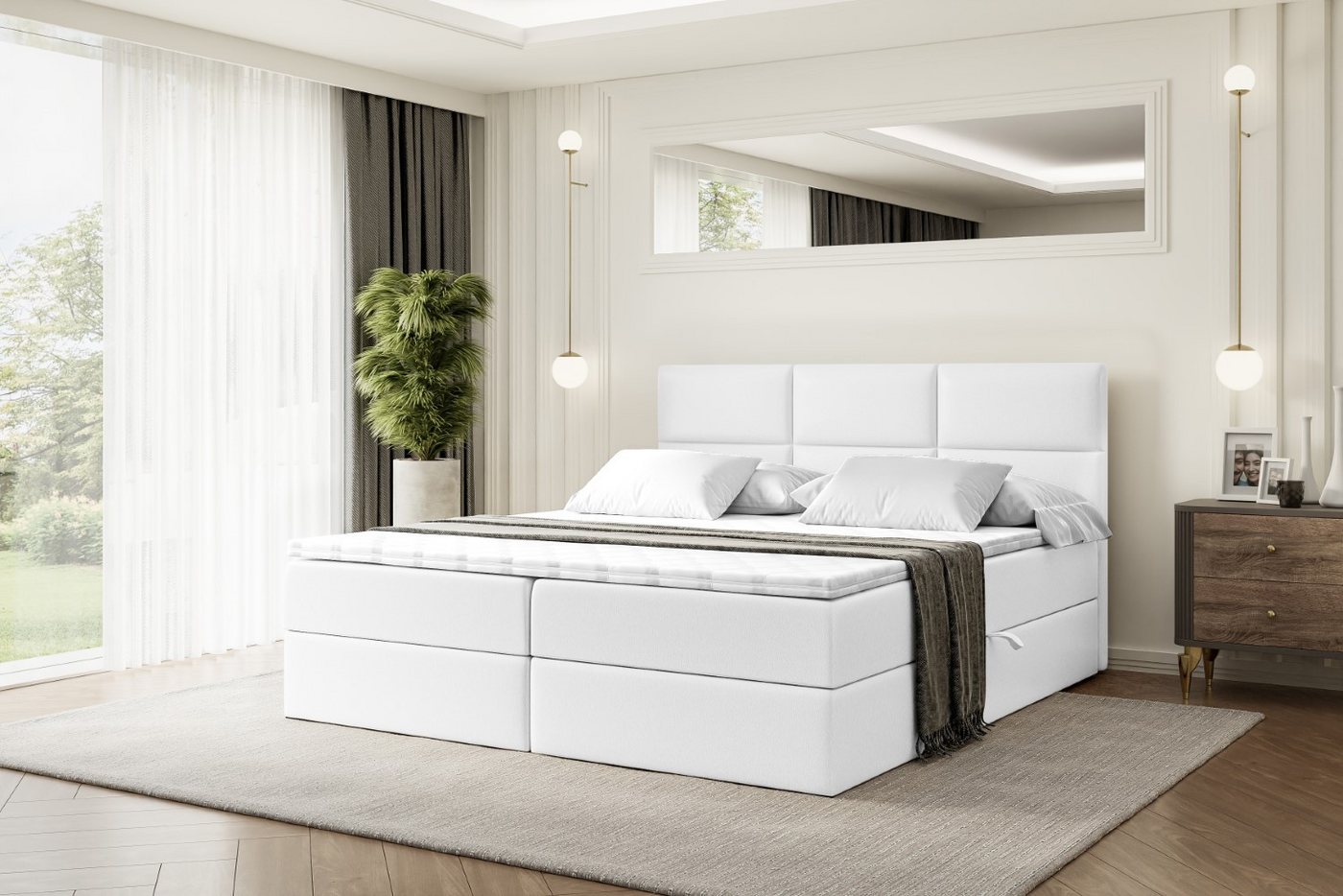 ALTDECOR Boxbett OHIO (Multipocket-Matratze H4, H3 Matratze Bonellfederung, Topper, Kopfteil) von ALTDECOR