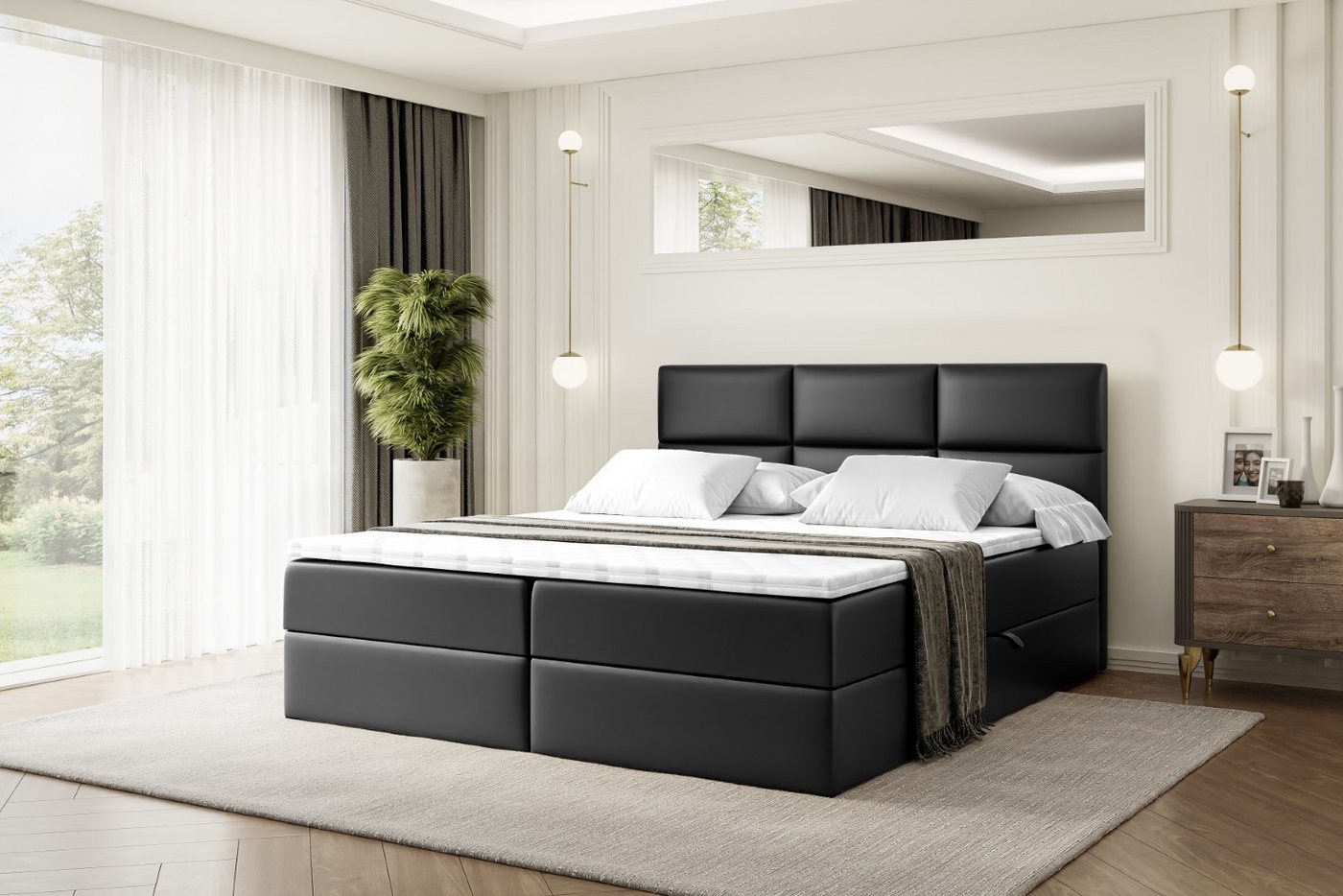 ALTDECOR Boxbett OHIO (Multipocket-Matratze H4, H3 Matratze Bonellfederung, Topper, Kopfteil) von ALTDECOR