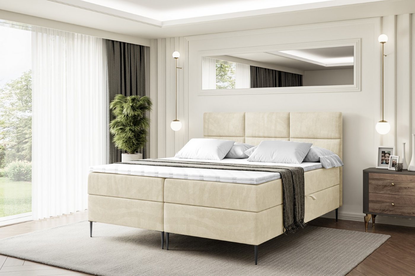 ALTDECOR Boxbett OHIO-F (Multipocket-Matratze H4, H3 Matratze Bonellfederung, Topper, Kopfteil) von ALTDECOR