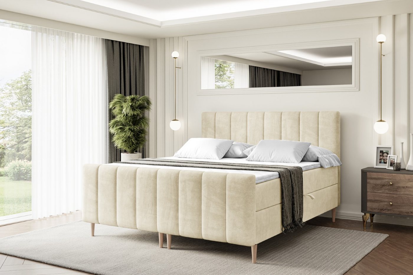 ALTDECOR Boxbett OTTA-F-Z (Multipocket-Matratze H4, H3 Matratze Bonellfederung, Topper, Kopfteil) von ALTDECOR