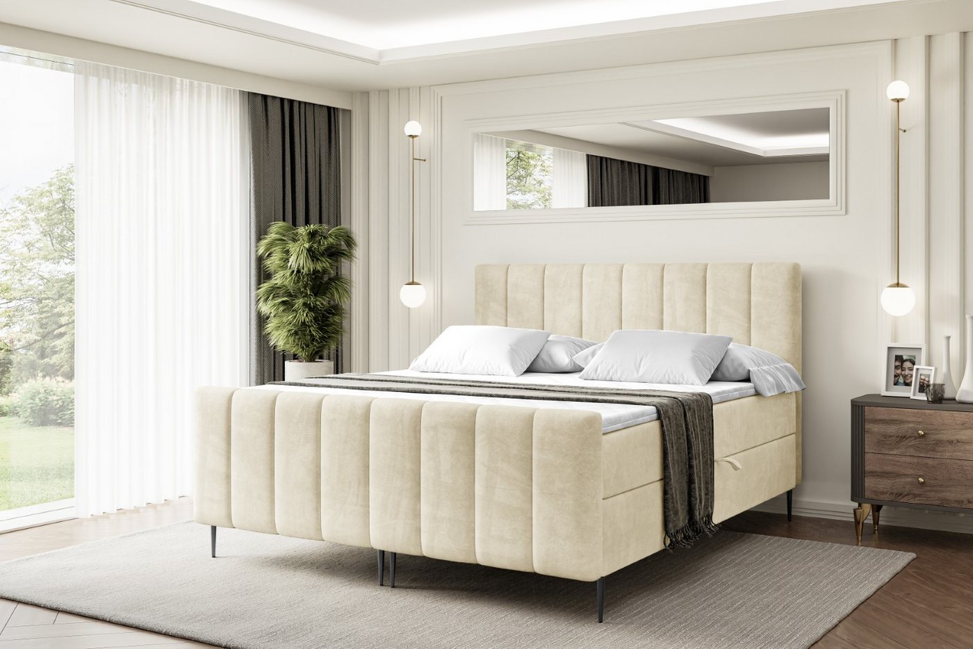 ALTDECOR Boxbett OTTA-F-Z (Multipocket-Matratze H4, H3 Matratze Bonellfederung, Topper, Kopfteil) von ALTDECOR