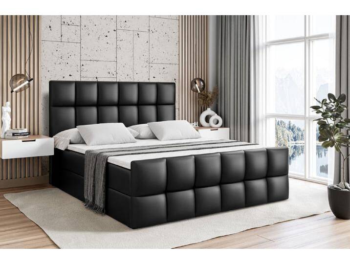 ALTDECOR Boxbett RICAR-Z (mit Matratze Lattenrost Topper Polsterbett mit Bettkasten Doppelbett), H4 Multipocket / H3 Bonellfederung, Springboxbett Boxspringbett, schwarz von ALTDECOR