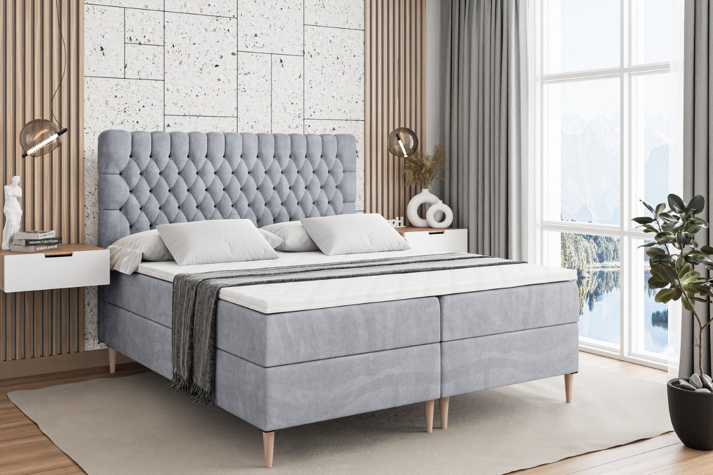 ALTDECOR Boxbett SERENE-F (Multipocket-Matratze H4, H3 Matratze Bonellfederung, Topper, Kopfteil) von ALTDECOR