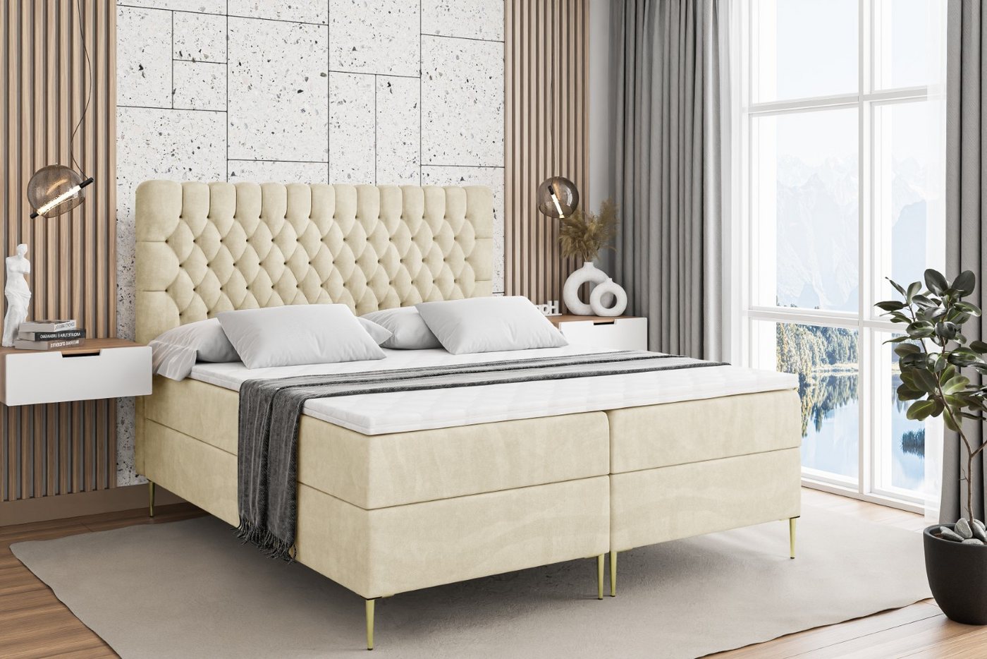 ALTDECOR Boxbett SERENE-F (Multipocket-Matratze H4, H3 Matratze Bonellfederung, Topper, Kopfteil) von ALTDECOR