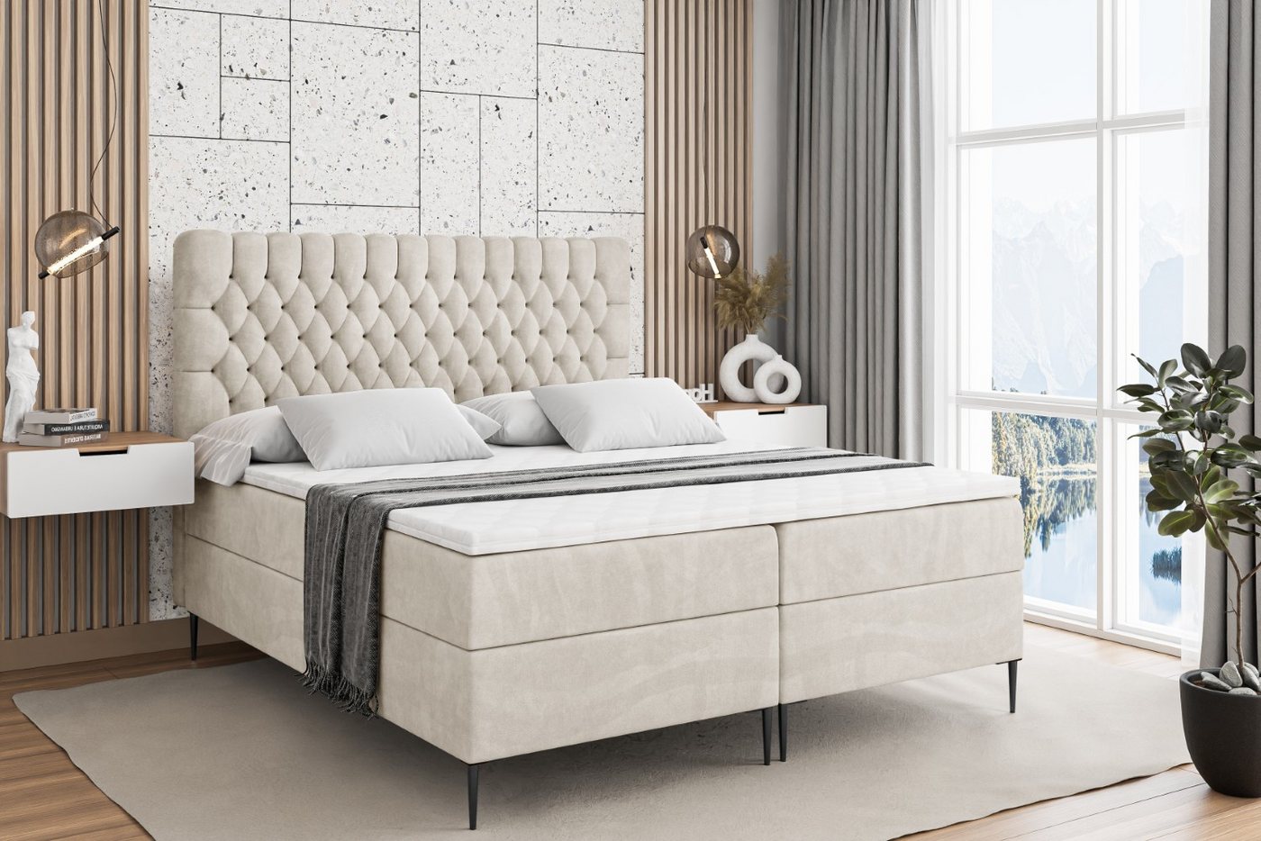 ALTDECOR Boxbett SERENE-F (Multipocket-Matratze H4, H3 Matratze Bonellfederung, Topper, Kopfteil) von ALTDECOR