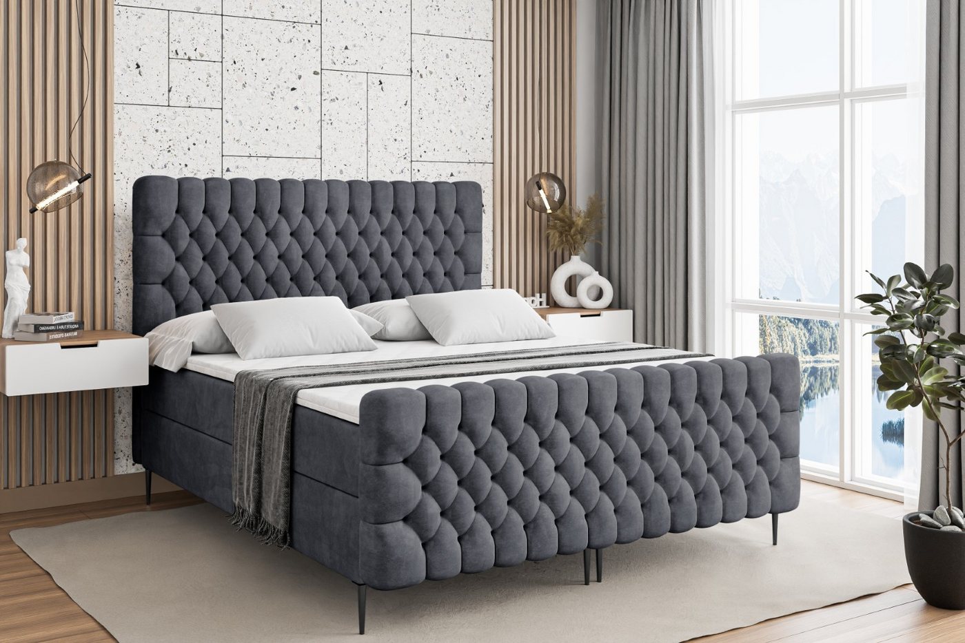 ALTDECOR Boxbett SERENE-F-Z (Multipocket-Matratze H4, H3 Matratze Bonellfederung, Topper, Kopfteil) von ALTDECOR