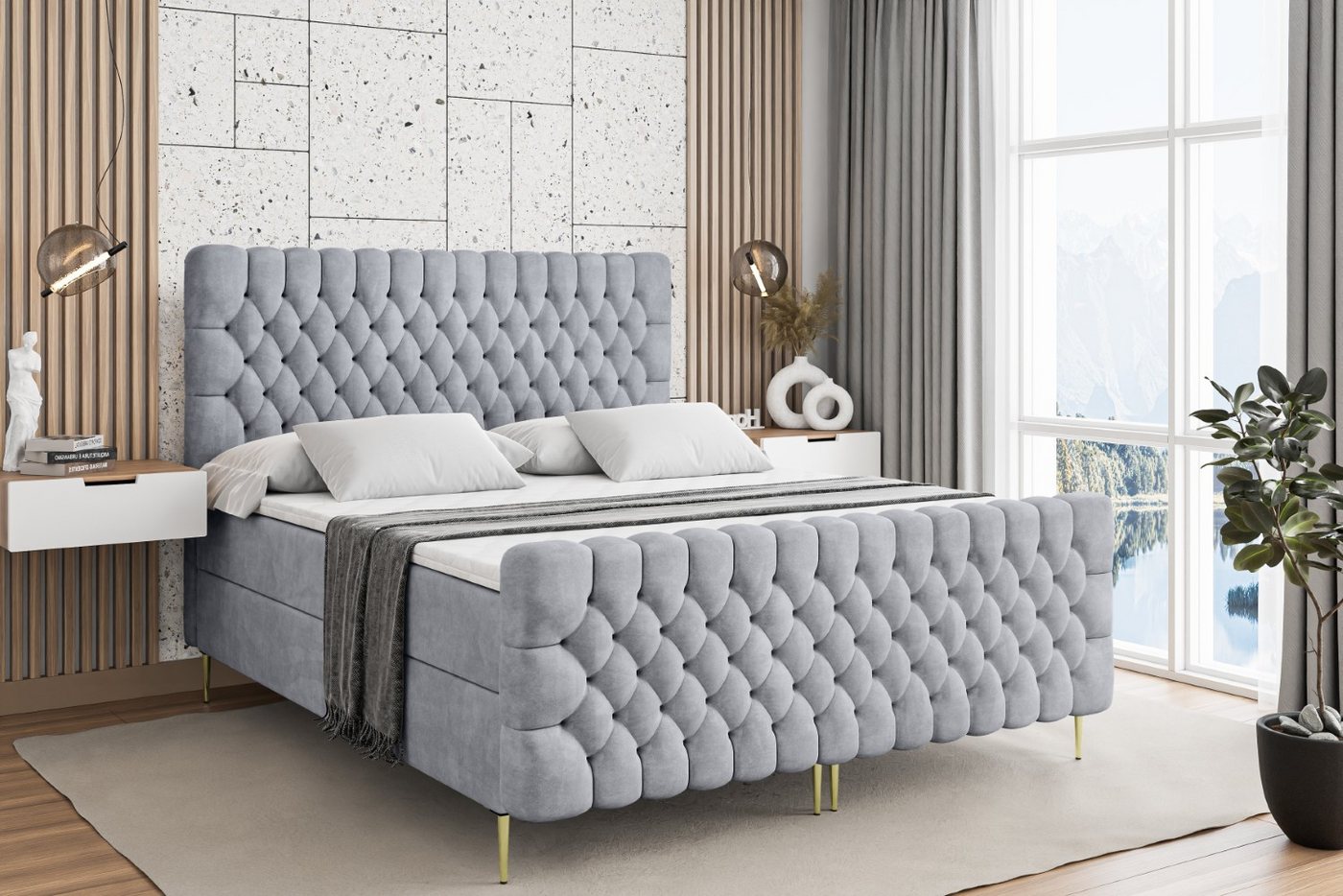 ALTDECOR Boxbett SERENE-F-Z (Multipocket-Matratze H4, H3 Matratze Bonellfederung, Topper, Kopfteil) von ALTDECOR