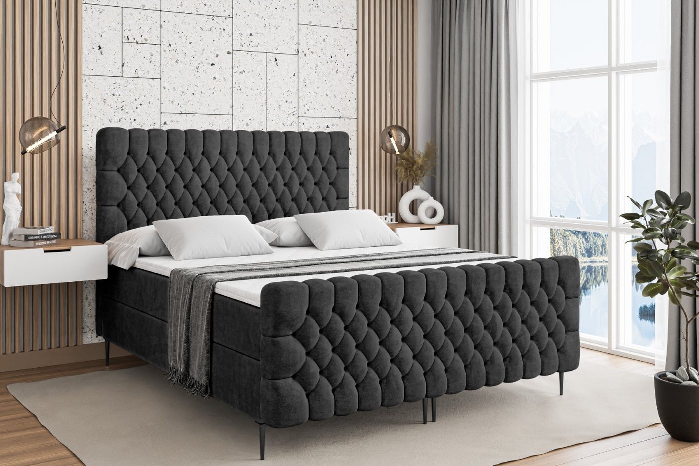 ALTDECOR Boxbett SERENE-F-Z (Multipocket-Matratze H4, H3 Matratze Bonellfederung, Topper, Kopfteil) von ALTDECOR