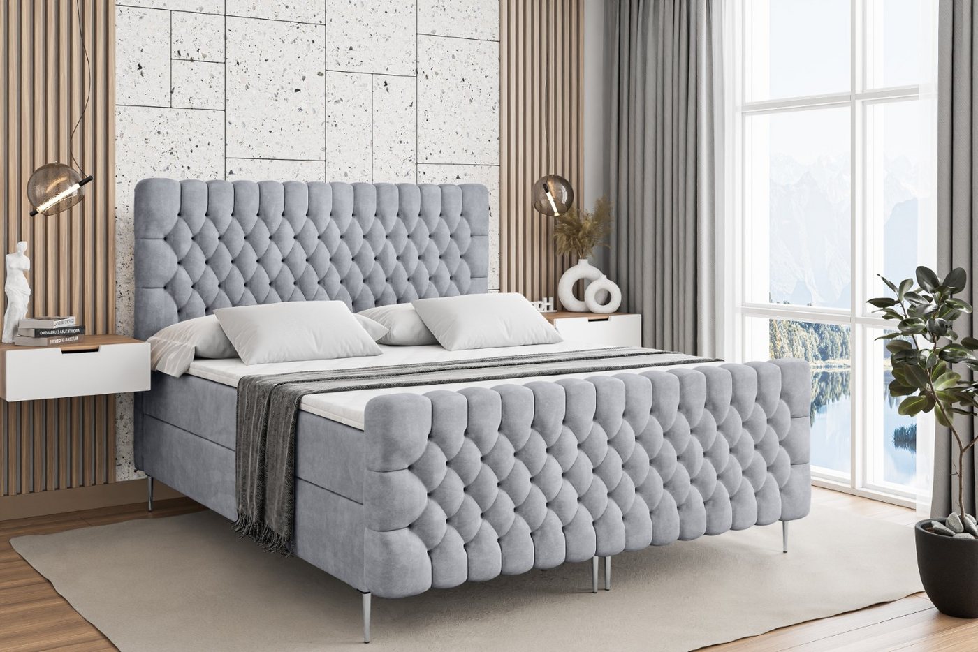 ALTDECOR Boxbett SERENE-F-Z (Multipocket-Matratze H4, H3 Matratze Bonellfederung, Topper, Kopfteil) von ALTDECOR