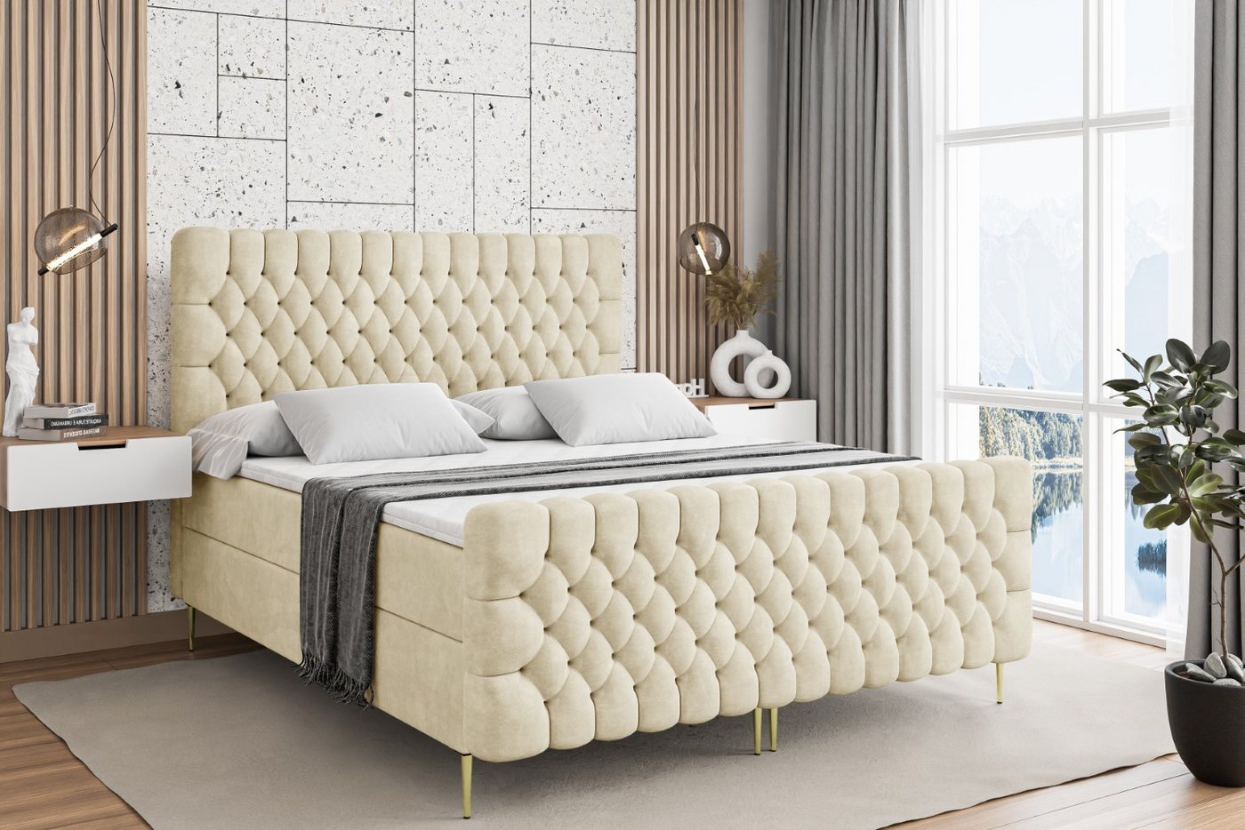 ALTDECOR Boxbett SERENE-F-Z (Multipocket-Matratze H4, H3 Matratze Bonellfederung, Topper, Kopfteil) von ALTDECOR