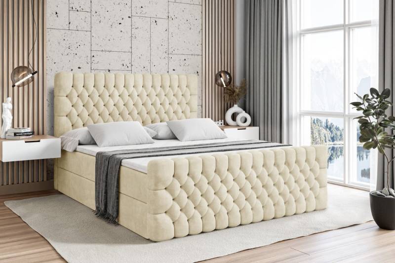 ALTDECOR Boxbett SERENE-Z (Multipocket-Matratze H4, H3 Matratze Bonellfederung, Topper, Kopfteil), Doppelbett mit Fußteil von ALTDECOR