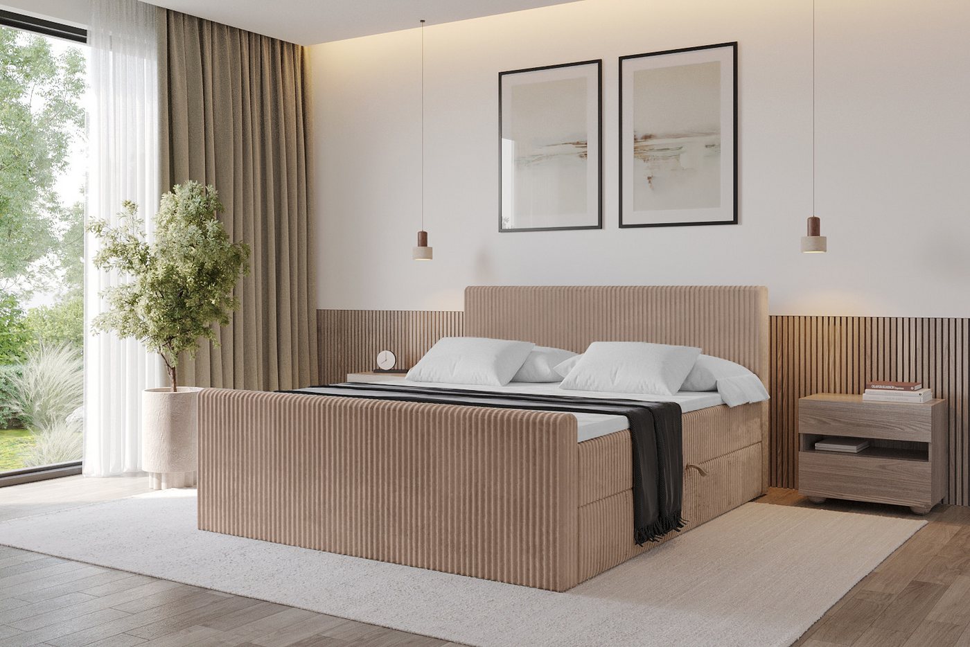 ALTDECOR Boxbett TOLO-Z (Multipocket-Matratze H4, H3 Matratze Bonellfederung, Topper, Kopfteil), Doppelbett mit Fußteil von ALTDECOR