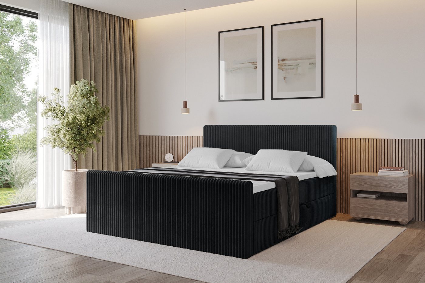 ALTDECOR Boxbett TOLO-Z (Multipocket-Matratze H4, H3 Matratze Bonellfederung, Topper, Kopfteil), Doppelbett mit Fußteil von ALTDECOR