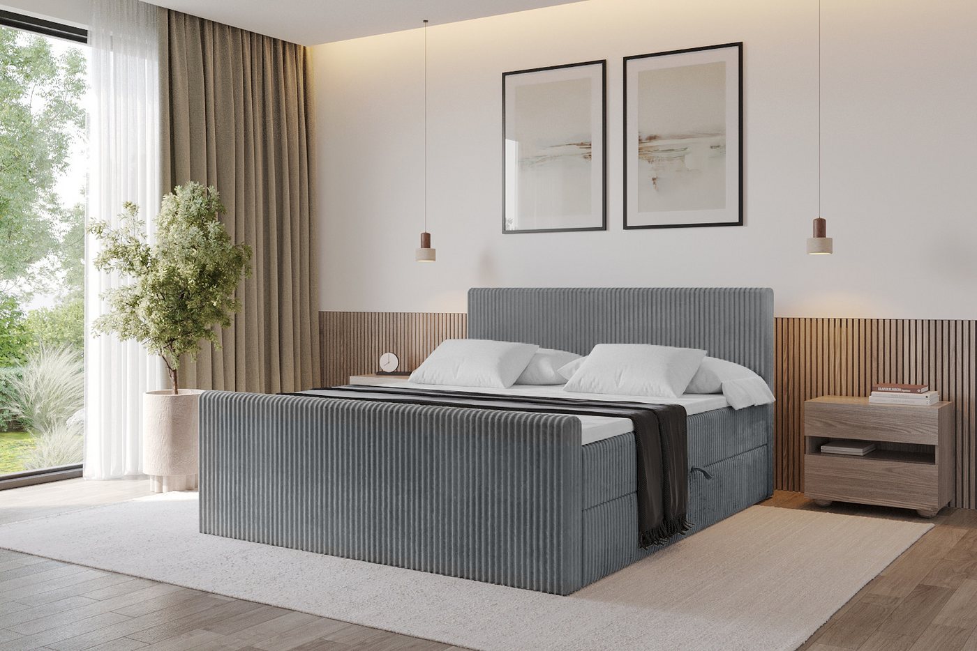 ALTDECOR Boxbett TOLO-Z (Multipocket-Matratze H4, H3 Matratze Bonellfederung, Topper, Kopfteil), Doppelbett mit Fußteil von ALTDECOR
