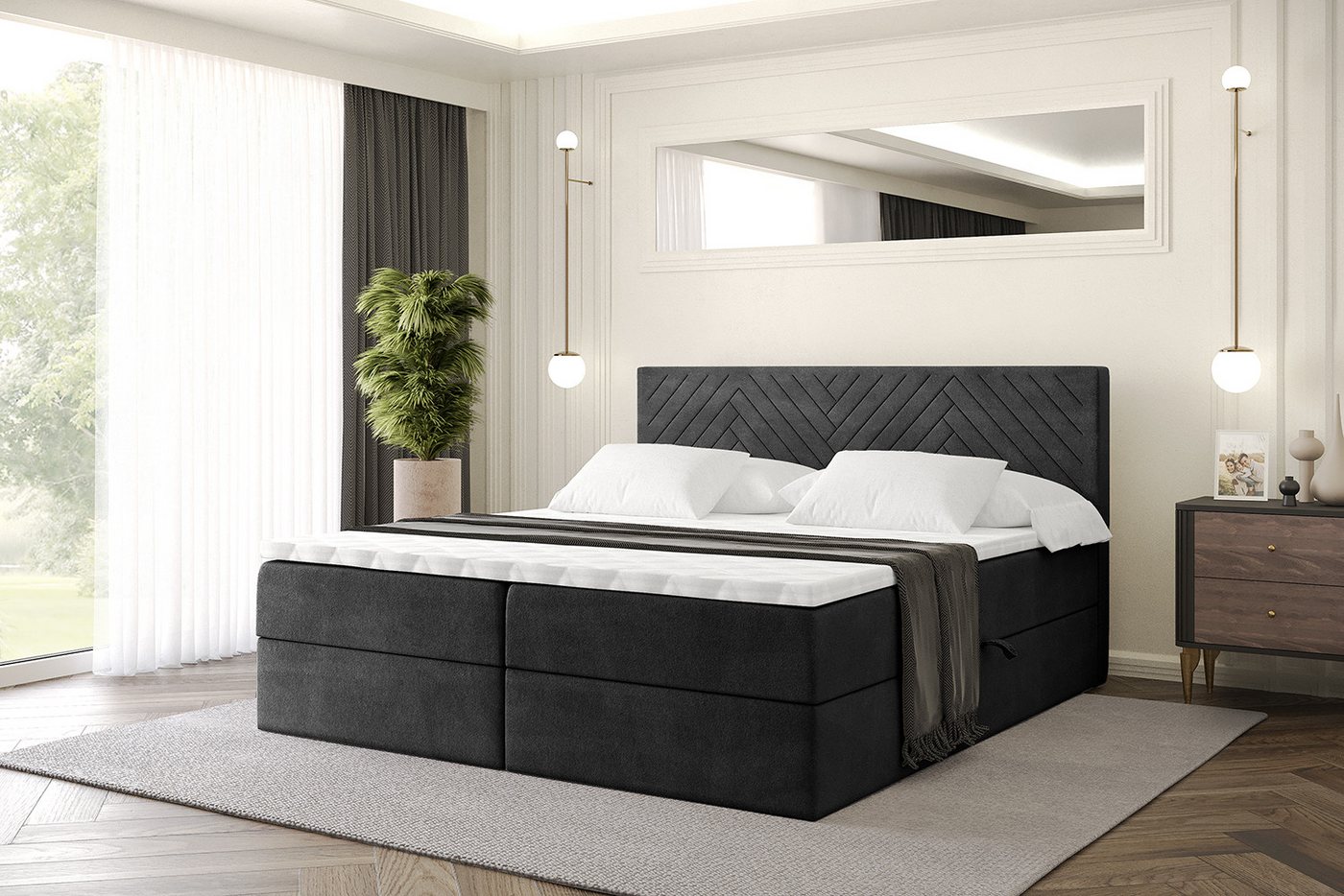 ALTDECOR Boxbett VEXA (Multipocket-Matratze H4, H3 Matratze Bonellfederung, Topper, Kopfteil) von ALTDECOR