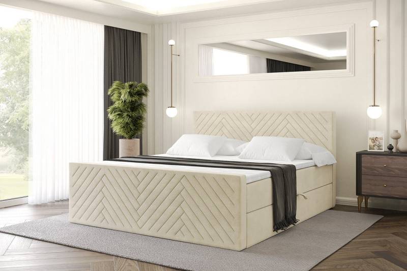 ALTDECOR Boxbett VEXA-Z (Multipocket-Matratze H4, H3 Matratze Bonellfederung, Topper, Kopfteil), Doppelbett mit Fußteil von ALTDECOR