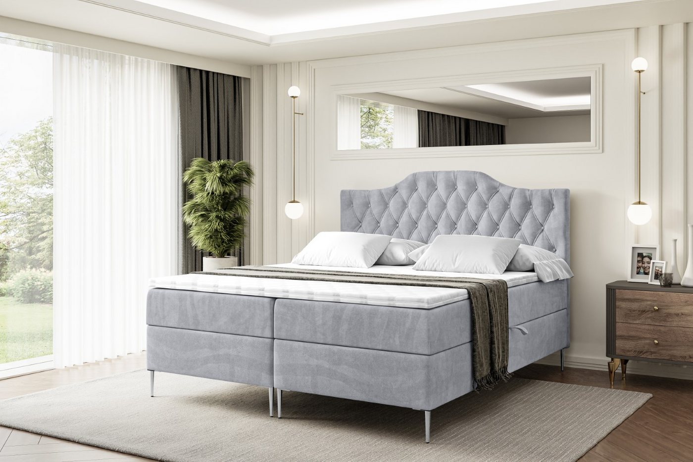 ALTDECOR Boxbett VILA-1-F (Multipocket-Matratze H4, H3 Matratze Bonellfederung, Topper, Kopfteil) von ALTDECOR