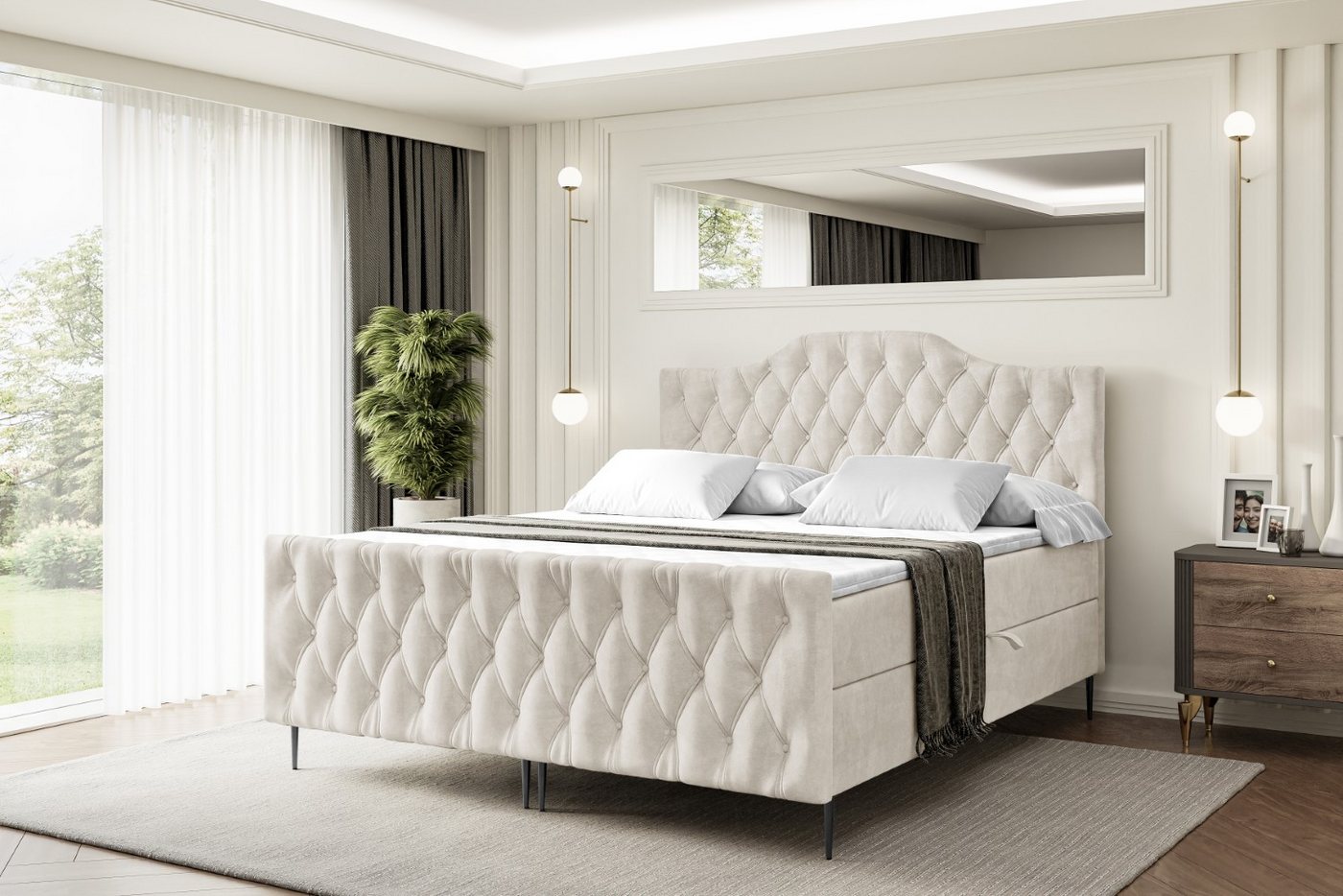 ALTDECOR Boxbett VILA-1-F-Z (Multipocket-Matratze H4, H3 Matratze Bonellfederung, Topper, Kopfteil) von ALTDECOR