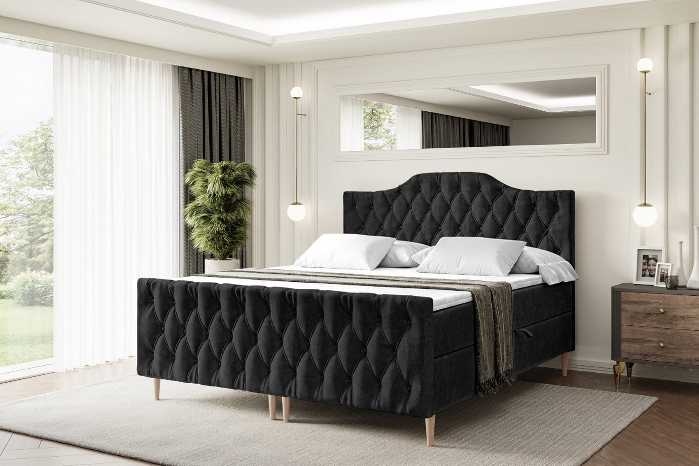ALTDECOR Boxbett VILA-1-F-Z (Multipocket-Matratze H4, H3 Matratze Bonellfederung, Topper, Kopfteil) von ALTDECOR