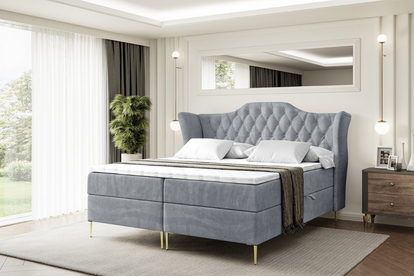 ALTDECOR Boxbett VILA-F (Multipocket-Matratze H4, H3 Matratze Bonellfederung, Topper, Kopfteil) von ALTDECOR