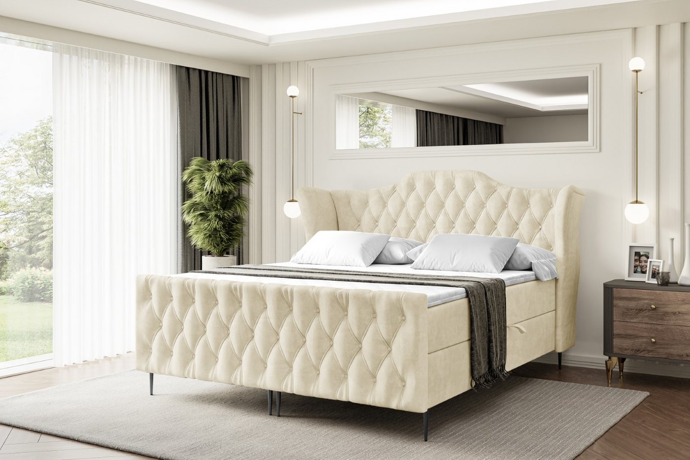 ALTDECOR Boxbett VILA-F-Z (Multipocket-Matratze H4, H3 Matratze Bonellfederung, Topper, Kopfteil) von ALTDECOR
