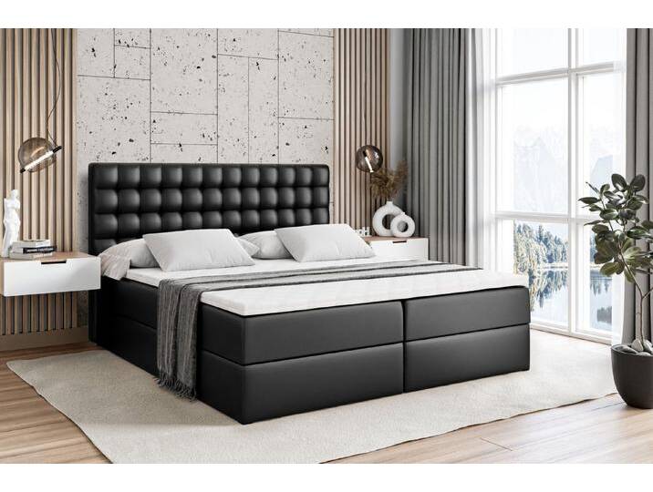 ALTDECOR Boxbett VIONE (mit Matratze Lattenrost Topper Polsterbett mit Bettkasten Doppelbett), H4 Multipocket / H3 Bonellfederung, Springboxbett Boxspringbett, schwarz von ALTDECOR