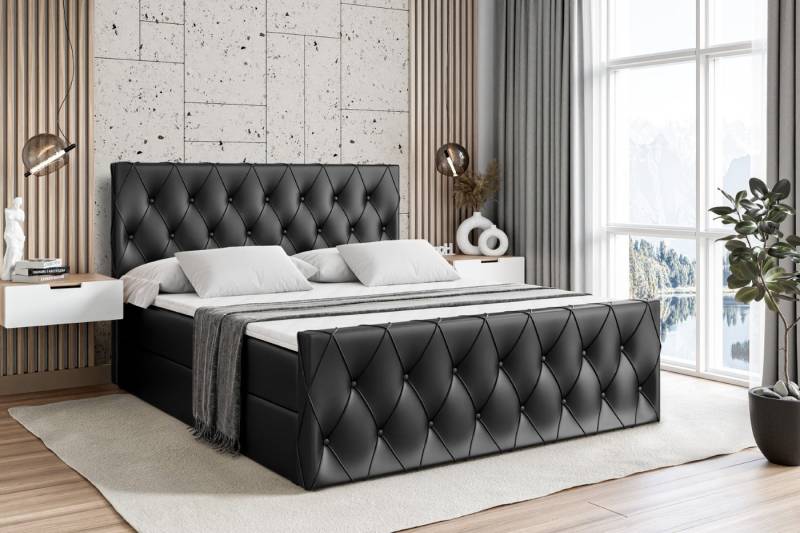 ALTDECOR Boxbett AMAY (mit Matratze Lattenrost Topper Polsterbett mit Bettkasten Doppelbett), H4 Multipocket / H3 Bonellfederung, Springboxbett Boxspringbett von ALTDECOR