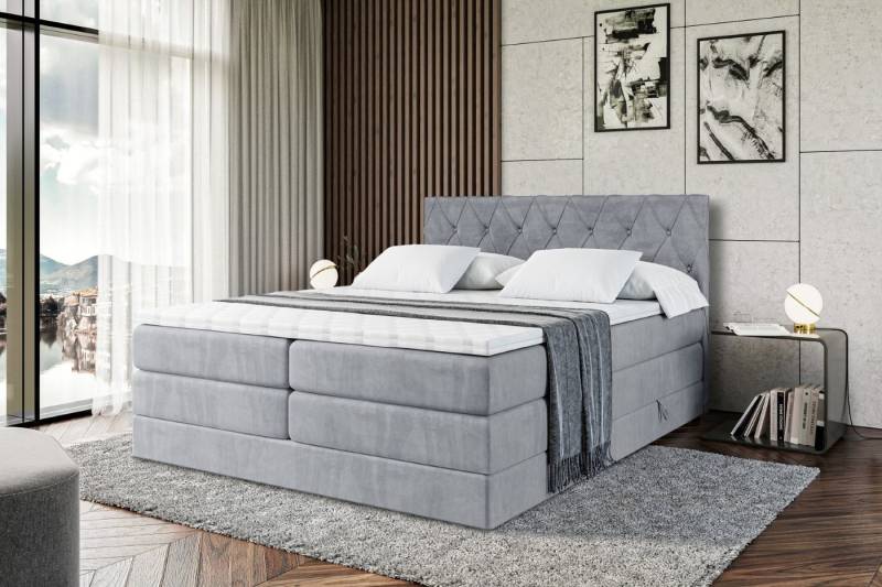 ALTDECOR Boxspringbett AMAY-BZ KING (mit Matratze und Lattenrost Topper Polsterbett mit Bettkasten Boxbett), H4 Multipocket, H3 Bonellfederung, Doppelbett Springboxbett von ALTDECOR