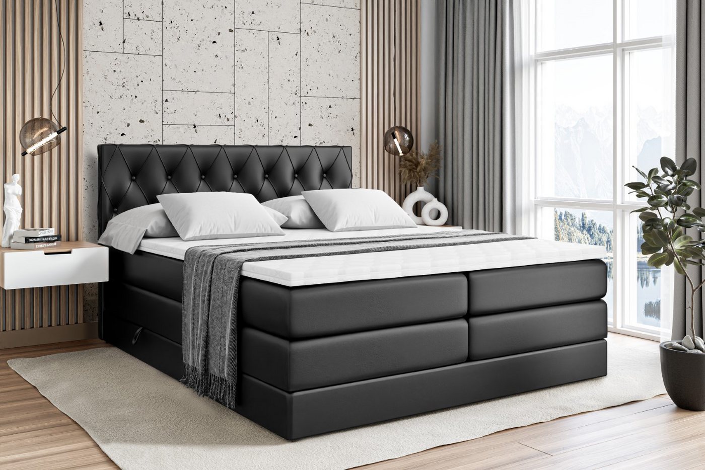 ALTDECOR Boxspringbett AMAY-BZ KING (Multipocket-Matratze H4 und H3 Matratze Bonellfederung Topper Kopfteil) von ALTDECOR