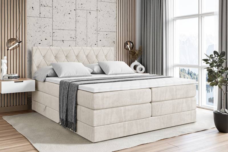 ALTDECOR Boxspringbett AMAY-BZ KING (Multipocket-Matratze H4 und H3 Matratze Bonellfederung Topper Kopfteil) von ALTDECOR