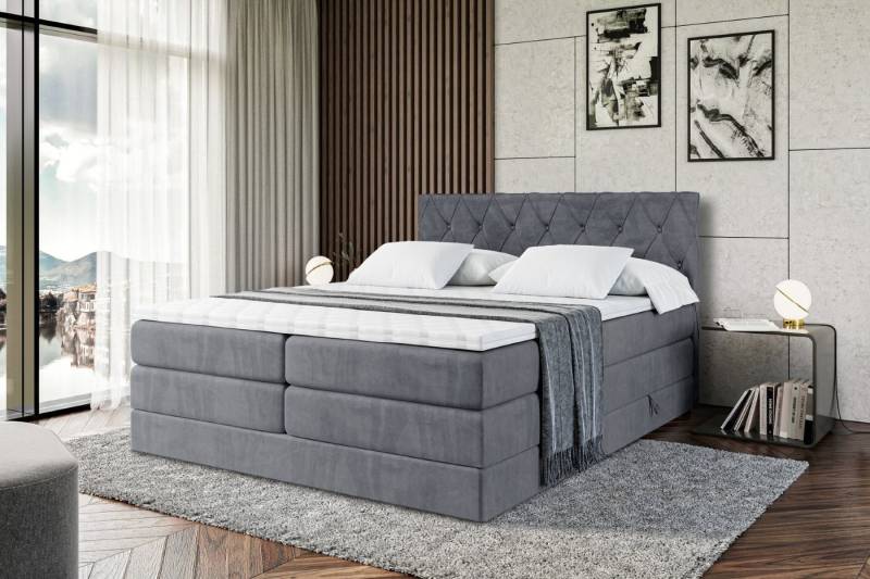 ALTDECOR Boxspringbett AMAY-BZ KING (mit Matratze und Lattenrost Topper Polsterbett mit Bettkasten Boxbett), H4 Multipocket, H3 Bonellfederung, Doppelbett Springboxbett von ALTDECOR