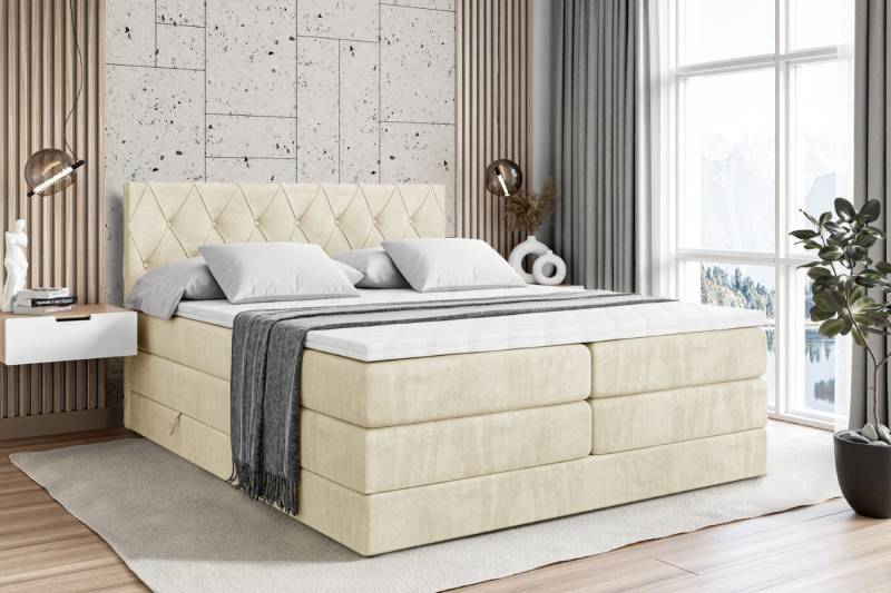 ALTDECOR Boxspringbett AMAY-BZ KING (Multipocket-Matratze H4 und H3 Matratze Bonellfederung Topper Kopfteil) von ALTDECOR