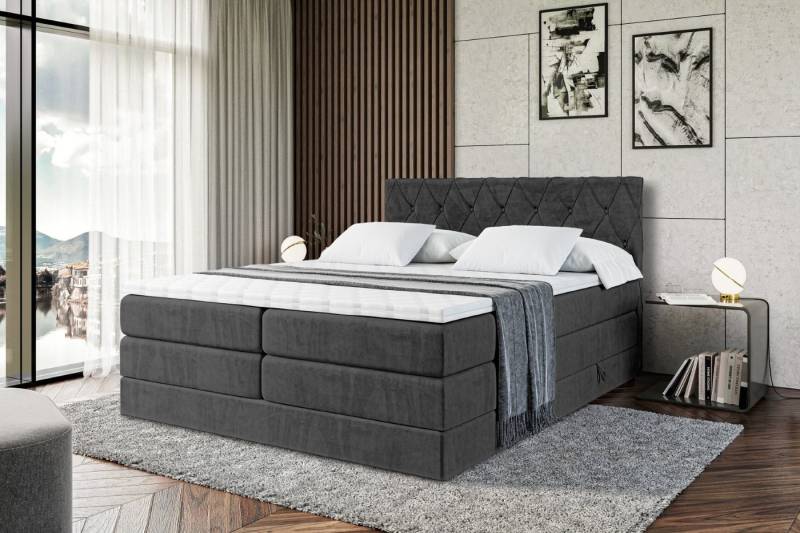 ALTDECOR Boxspringbett AMAY-BZ KING (mit Matratze und Lattenrost Topper Polsterbett mit Bettkasten Boxbett), H4 Multipocket, H3 Bonellfederung, Doppelbett Springboxbett von ALTDECOR