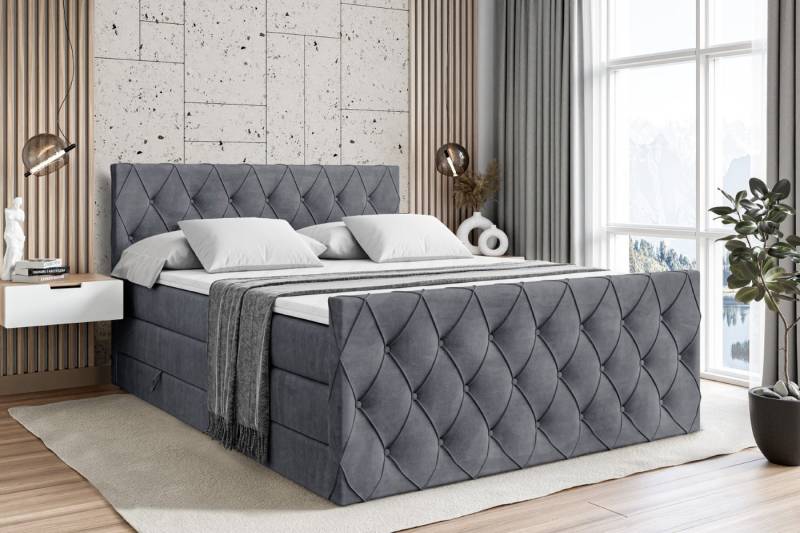 ALTDECOR Boxspringbett AMAY KING (mit Matratze und Lattenrost Topper Polsterbett mit Bettkasten Boxbett), H4 Multipocket, H3 Bonellfederung, Doppelbett Springboxbett von ALTDECOR