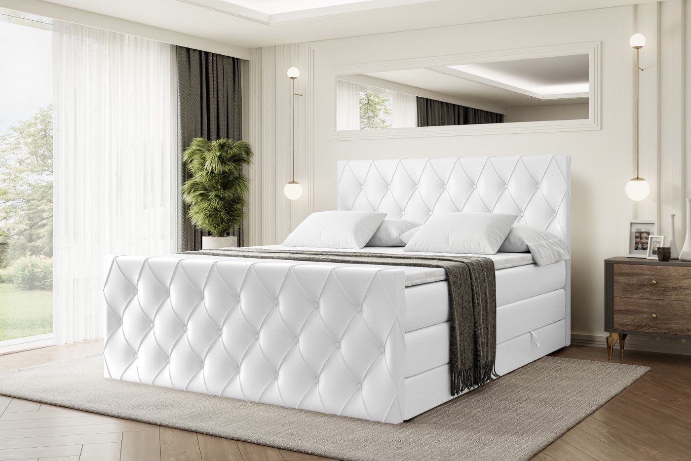 ALTDECOR Boxspringbett AMAY KING (mit Matratze und Lattenrost Topper Polsterbett mit Bettkasten Boxbett), H4 Multipocket, H3 Bonellfederung, Doppelbett Springboxbett von ALTDECOR
