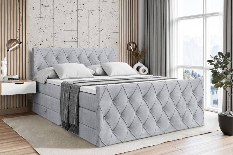 ALTDECOR Boxspringbett AMAY KING (mit Matratze und Lattenrost Topper Polsterbett mit Bettkasten Boxbett), H4 Multipocket, H3 Bonellfederung, Doppelbett Springboxbett von ALTDECOR