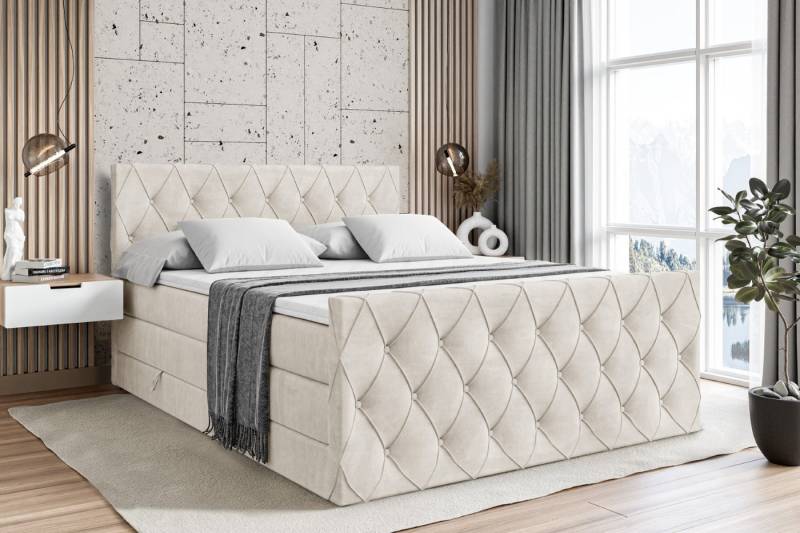 ALTDECOR Boxspringbett AMAY KING (mit Matratze und Lattenrost Topper Polsterbett mit Bettkasten Boxbett), H4 Multipocket, H3 Bonellfederung, Doppelbett Springboxbett von ALTDECOR