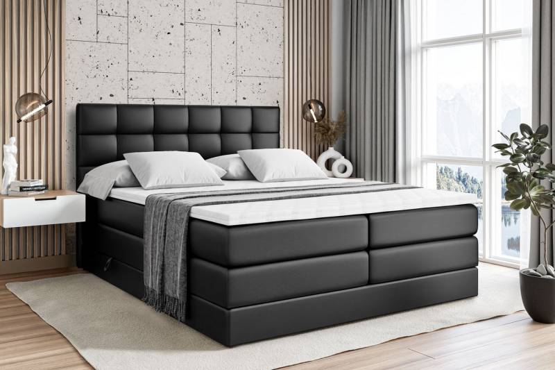 ALTDECOR Boxspringbett APO KING (mit Matratze und Lattenrost Topper Polsterbett mit Bettkasten Boxbett), H4 Multipocket, H3 Bonellfederung, Doppelbett Springboxbett von ALTDECOR