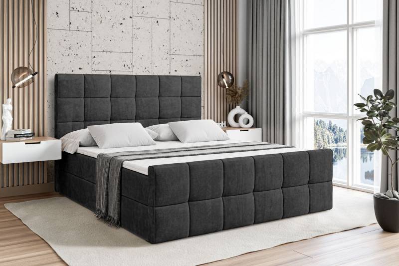 ALTDECOR Boxbett APO-Z (mit Matratze Lattenrost Topper Polsterbett mit Bettkasten Doppelbett), H4 Multipocket / H3 Bonellfederung, Springboxbett Boxspringbett von ALTDECOR