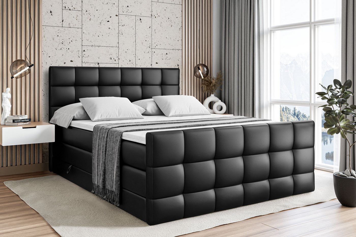 ALTDECOR Boxspringbett APO-Z KING (mit Matratze und Lattenrost Topper Polsterbett mit Bettkasten Boxbett), H4 Multipocket, H3 Bonellfederung, Doppelbett Springboxbett von ALTDECOR